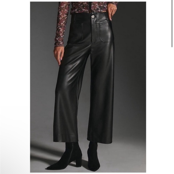 Anthropologie Pants - Anthropologie Maeve Colette Faux Leather Wide Leg Pants New With Tags